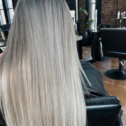 Long platinum blonde